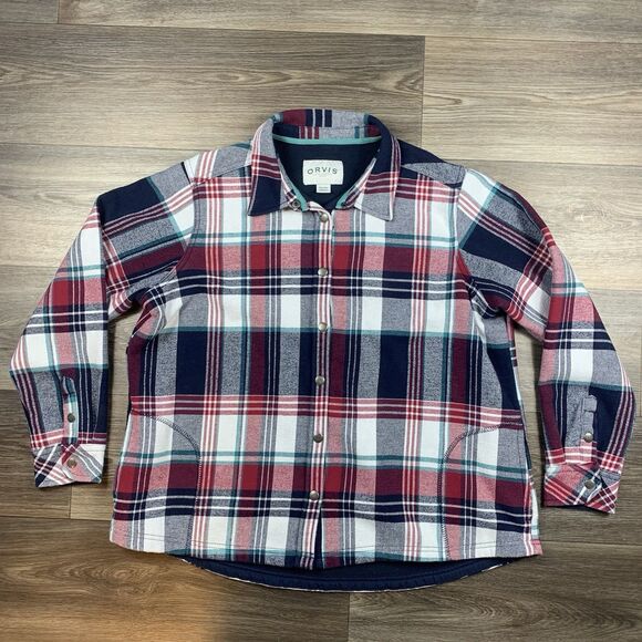 Orvis Women’s Size XXL Plaid Flannel Jacket Fleece Lined Shacket MULTI COLOR - Picture 1 of 6